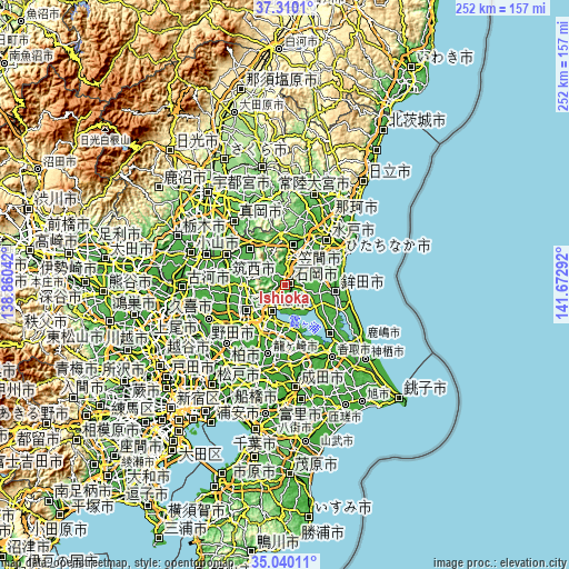 Topographic map of Ishioka