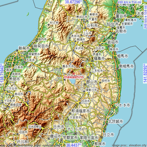 Topographic map of Inawashiro