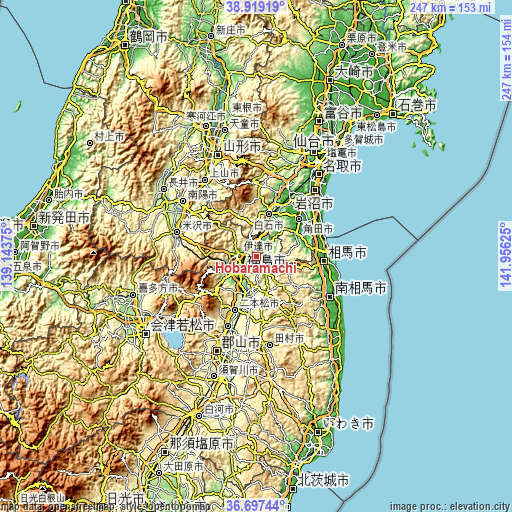Topographic map of Hobaramachi