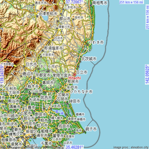 Topographic map of Hitachi