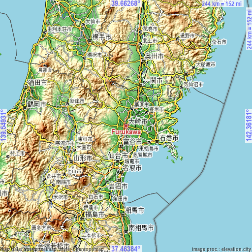 Topographic map of Furukawa
