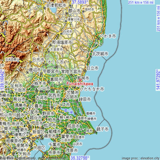 Topographic map of Funaishikawa