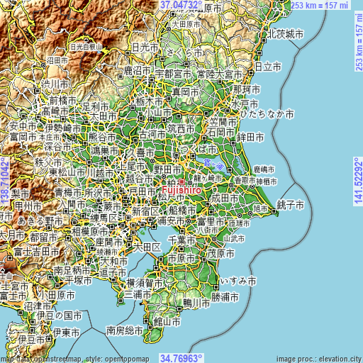 Topographic map of Fujishiro