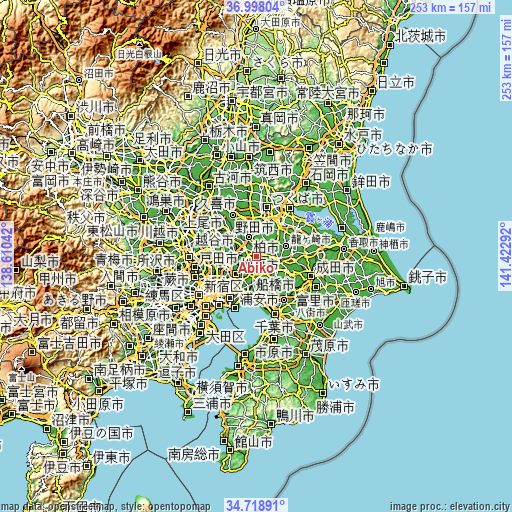 Topographic map of Abiko
