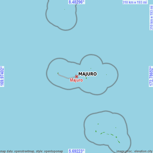Topographic map of Majuro