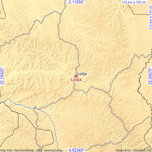 Topographic map of Lodja