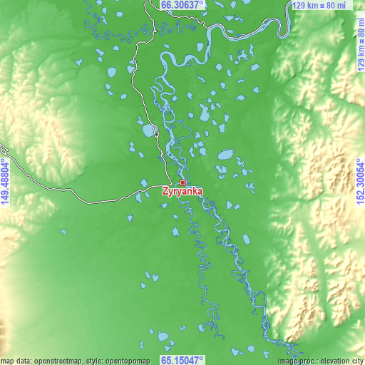 Topographic map of Zyryanka