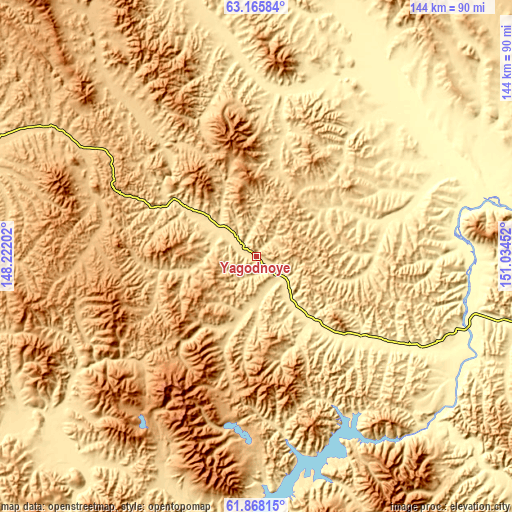 Topographic map of Yagodnoye