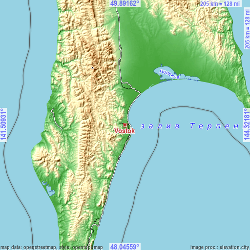 Topographic map of Vostok