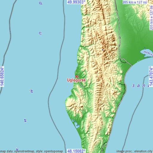 Topographic map of Uglegorsk