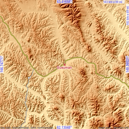 Topographic map of Susuman