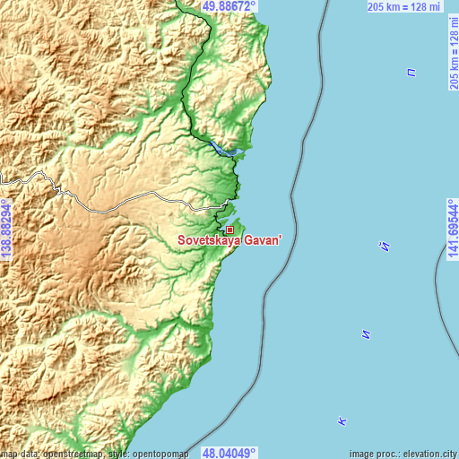 Topographic map of Sovetskaya Gavan’