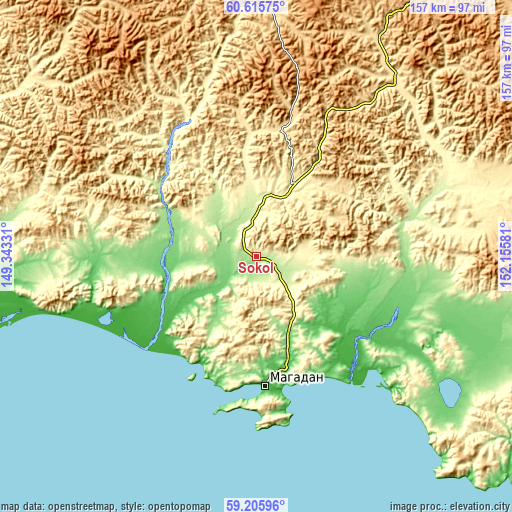 Topographic map of Sokol