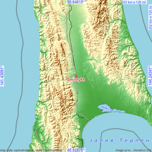 Topographic map of Smirnykh