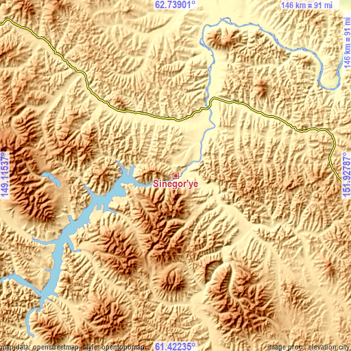 Topographic map of Sinegor'ye