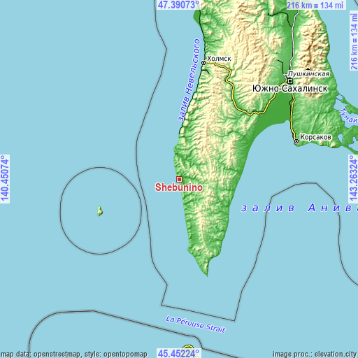 Topographic map of Shebunino