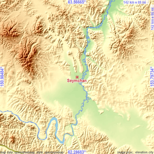 Topographic map of Seymchan