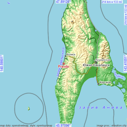 Topographic map of Pravda