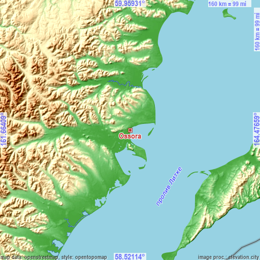 Topographic map of Ossora