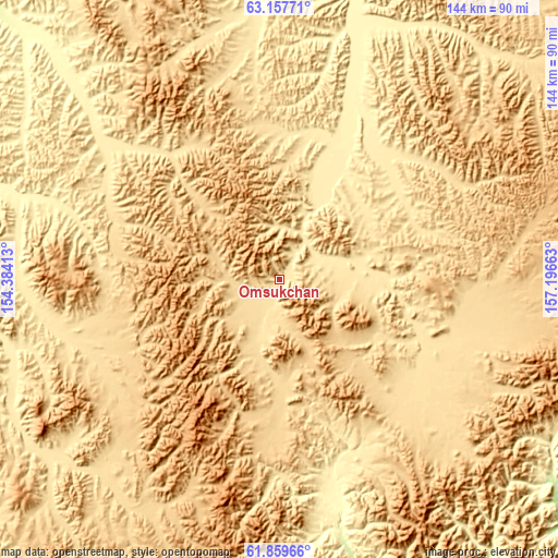 Topographic map of Omsukchan