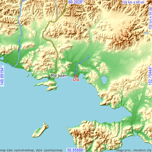 Topographic map of Ola