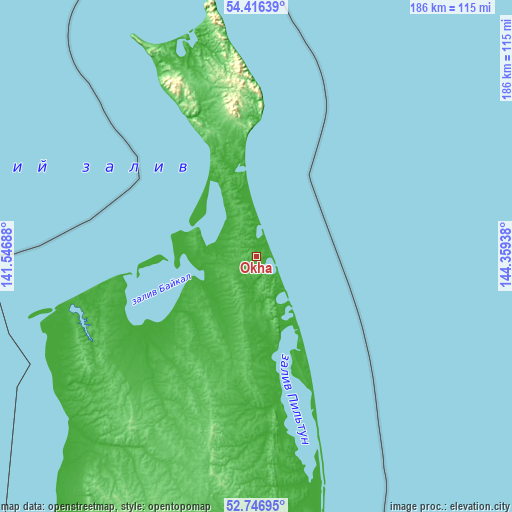 Topographic map of Okha