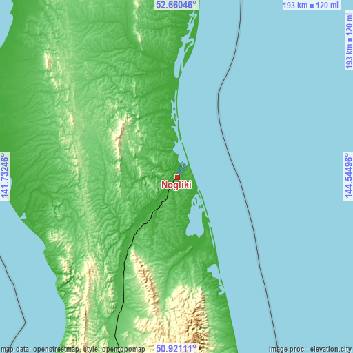 Topographic map of Nogliki