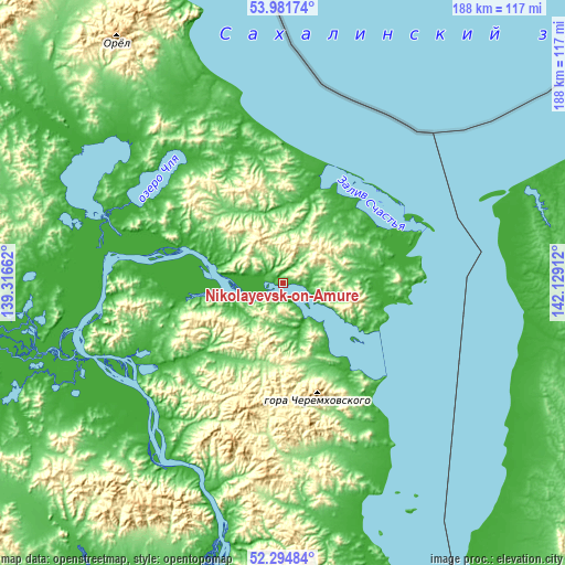 Topographic map of Nikolayevsk-on-Amure