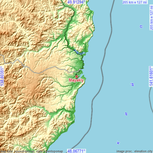 Topographic map of Mayskiy