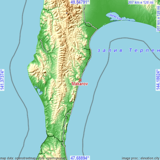 Topographic map of Makarov