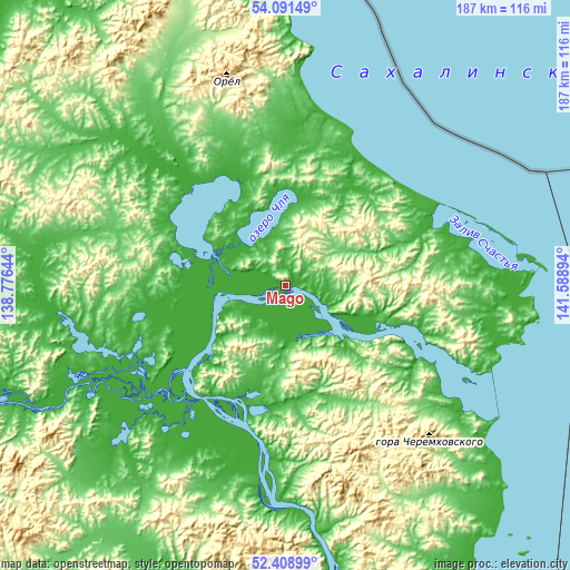 Topographic map of Mago