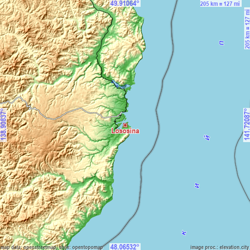 Topographic map of Lososina