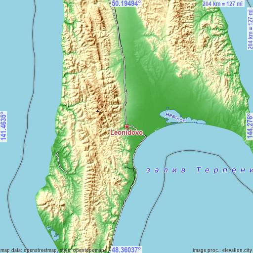 Topographic map of Leonidovo