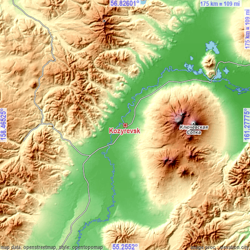 Topographic map of Kozyrëvsk