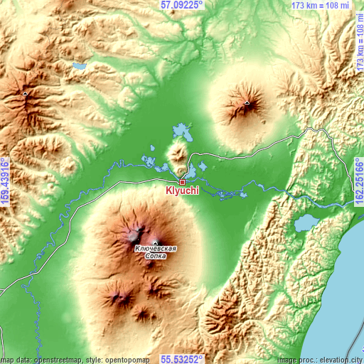 Topographic map of Klyuchi