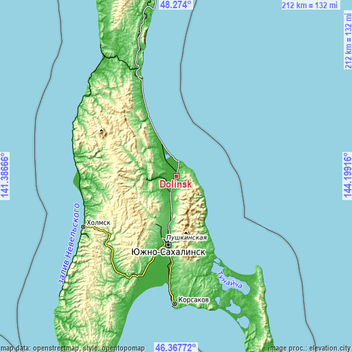 Topographic map of Dolinsk