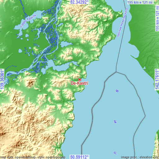 Topographic map of De-Kastri