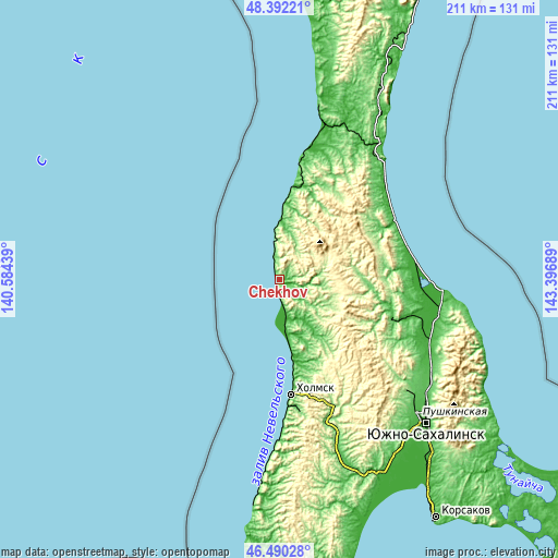 Topographic map of Chekhov