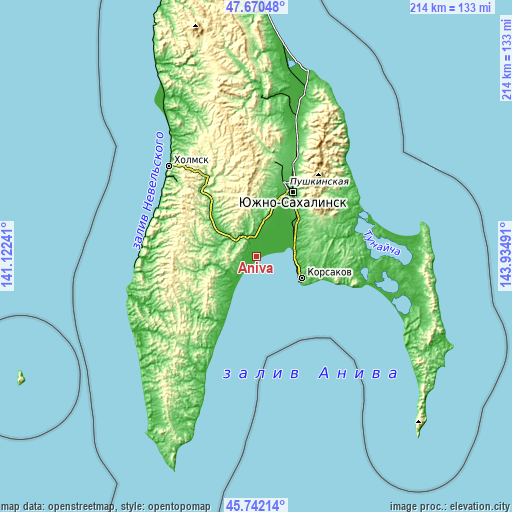 Topographic map of Aniva