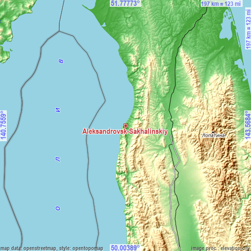 Topographic map of Aleksandrovsk-Sakhalinskiy