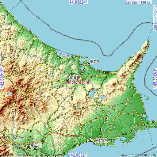 Topographic map of Motomachi