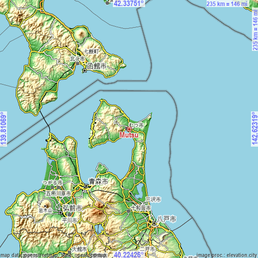 Topographic map of Mutsu