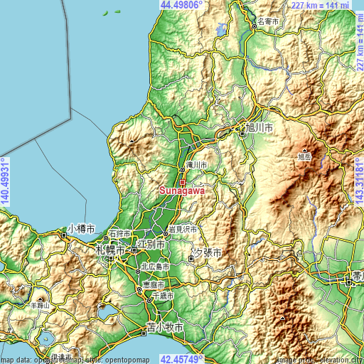 Topographic map of Sunagawa
