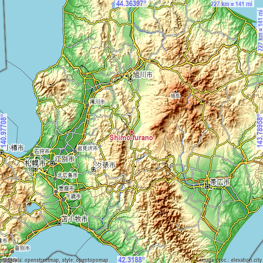 Topographic map of Shimo-furano