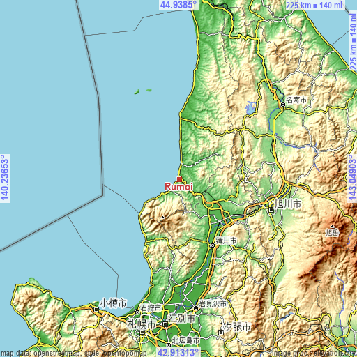 Topographic map of Rumoi