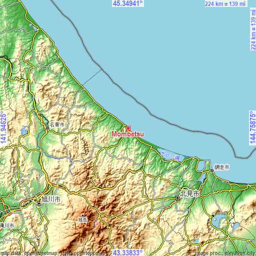 Topographic map of Mombetsu