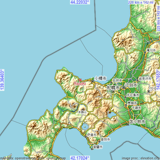 Topographic map of Yoichi