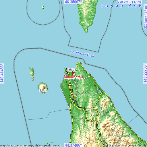 Topographic map of Makubetsu