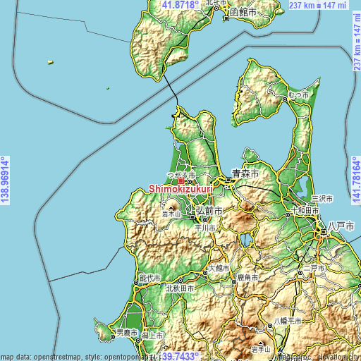 Topographic map of Shimokizukuri