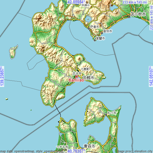 Topographic map of Kamiiso